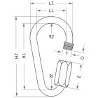 Biztonsági láncszem - Rozsdamentes acél - Körte alakú - Átmérő 14 mm