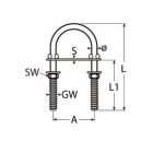 U alakú veret alátéttel - A2 M4x64mm