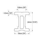 S19 I-Beam profilú sín, fekete, 996 mm