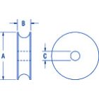 S75 BB csigakerék, Acetal 75 mmx 20.5 mm x6.3 mm